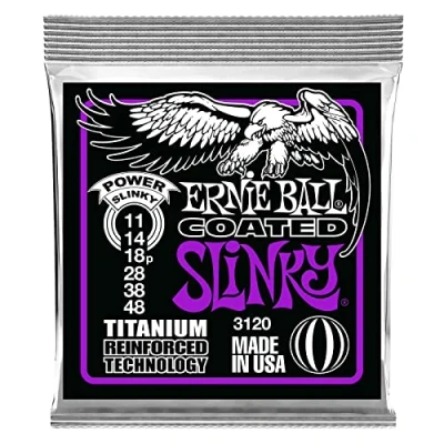 Abbildung von Ernie Ball Saiten, (EB3120 11 48 Coated Titanium RPS Power Slinky), EB3120 Slinky E Gitarrensaiten