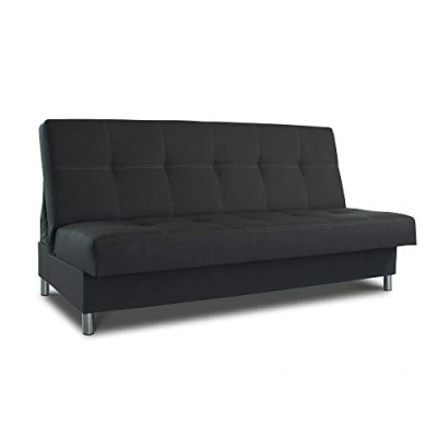 Abbildung von Schlafsofa Bella mit Schlaffunktion 3 Sitzer Sofa, Couch Bettkasten, Bettsofa, Schlafsofa, Polstersofa, Couchgarnitur (Schwarz (Inari 100), ohne Bonell Federkern)