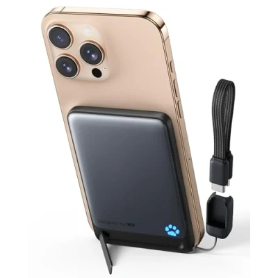 Abbildung von INIU Qi2 zertifizierte 30W Magnetische Powerbank, 5000mAh Ultra Slim Externe Batterie, Travel Wireless Powerbank Schnellaufladung für iPhone 16 15 14 Pro Max Mag Safe Case