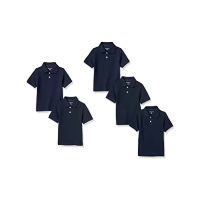 Abbildung von Amazon Essentials Jungen Kurzärmlige Piqué Poloshirts, 5er Pack, Marineblau, 5 Jahre