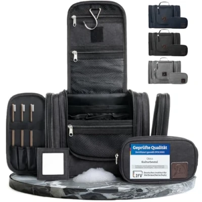 Abbildung von Obics Kulturbeutel XXL 8 Liter (Set, 2 Teilig), zum Aufhängen Kosmetiktasche für Damen &amp; Herren 10 Fächer