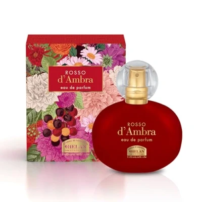 Abbildung von Helan, Rosso d&#039;Ambra Damenduft mit süßen Mandeln, Eau de Parfum für Damen, fruchtig, holziger Bernstein, Frauenduft ausgewogenen Noten süß und würzig, Duft Made in Italy, 50 ml