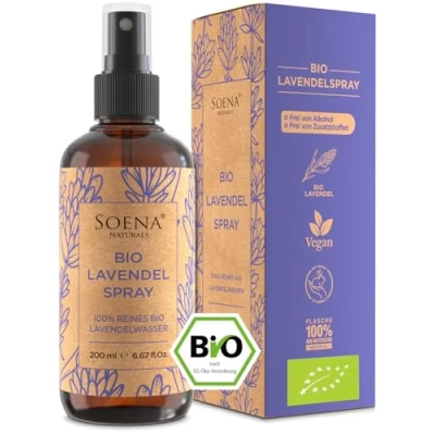 Abbildung von 100% Bio LAVENDELSPRAY 200ml [DE ZERTIFIZIERT] NATURREIN Aus Echtem Lavendel: Lavendula Angustifolia Natürlich Frei von Zusatzstoffen Lavendelwasser