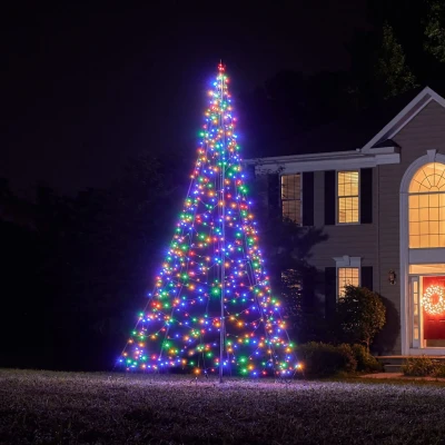 Abbildung von Fairybell Fahnenmast Weihnachtsbäume 4 Meter 640 LED Leuchten Inklusive Mast Multi Colour