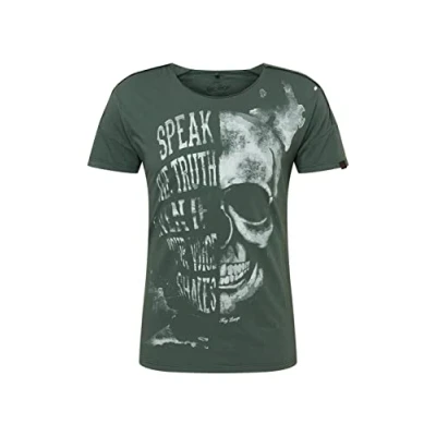 Abbildung von Key Largo T Shirt Speaker Skull Totenkopf Print Motiv vintage Look MT00194 Rundhalsauschnitt bedruckt kurzarm slim fit