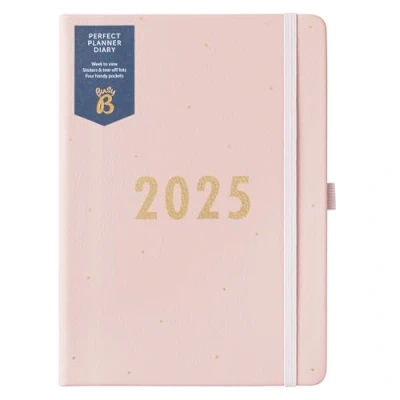 Abbildung von Busy B Perfect planner Terminkalender von Januar bis Dezember 2025 Pink A5 Wochenübersicht Planer mit Kunstlederdeckel, Stickern und Abreisslisten