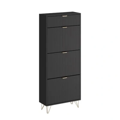 Abbildung von Vicco Schuhschrank Helge, Schwarz, 60 x 145 cm 3 Fächer