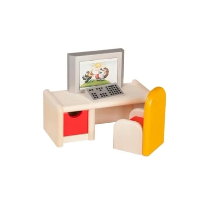 Abbildung von Puppenhausm&ouml;bel Schreibtisch mit Computer