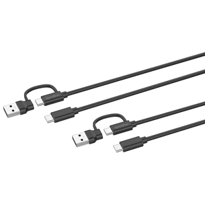 Abbildung von Speedlink STREAM Play &amp; Charge USB C/USB A to C Controller Kabel Set 3m 2 Stück Ladekabel für PS5 PS4 Xbox Switch Controller, 3 Meter, Laden und Datenübertragung, schwarz