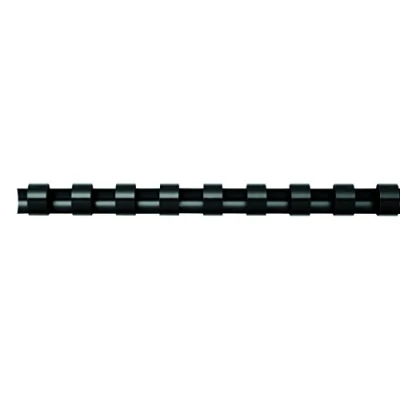 Abbildung von Fellowes Binderücken für Plastikbindung, 16 mm Durchmesser, 21 Ringe, A4 Dokumente, schwarz, Packung mit 100 Stück