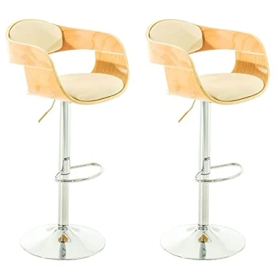 Abbildung von CLP 2er Set Barhocker Kingston Mit Kunstlederbezug I Höhenverstellbarer Barstuhl Robustem Metallgestell, Farbe:Natur/Creme