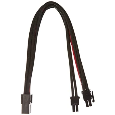 Abbildung von SilverStone SST PP07 PCIBR Netzteil Verlängerungskabel 25cm 8pin auf PCI E 6+2pin, schwarz/rot
