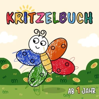Abbildung von Kritzelbuch ab 1 Jahr: Erstes dickes Ausmalbuch mit 55 einfachen Schönen Motiven zum Kritzeln und Ausmalen , Perfekt für Mädchen Jungen
