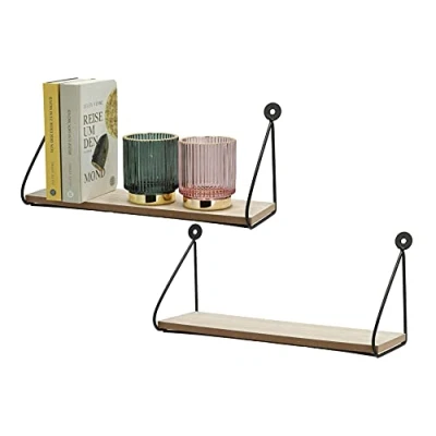Abbildung von Spetebo Wandregal Hängeregal 2er Set Metall mit Holz Ablage Dekoration
