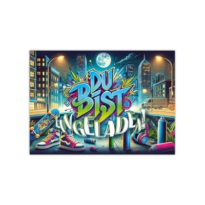 Abbildung von LIMONIA Einladungskarten Graffiti zum Kindergeburtstag Mädchen Jungen Einladungen neon, mit Motiv für Kinder