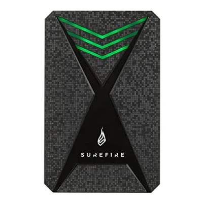 Abbildung von SureFire 2.5 Gaming Hard Drive, 2 TB, schwarz, Externe HDD Festplatte, USB C Adapter, Windows &amp; MacOSx, LED RGB Beleuchtung, Lesegeschwindigkeiten bis zu 140MB/s, PC Playstation Xbox