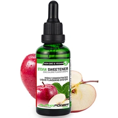 Abbildung von ALPHAPOWER FOOD Stevia, zuckerfreie flavour Drops APFELSAFTSCHORLE 100% natürliches liquid Aroma + Zuckerersatz für Wasser, Müsli, Süßspeisen, Smoothies