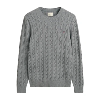 Abbildung von GANT Cable Cneck Strickpullover, Herren, Größe: 3XL, Grey melange