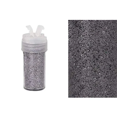Abbildung von Creativery Glitzerpulver 0,26mm Dose 2,5x5,5cm mit Streudeckel Glitzerstaub Glitter Basteln Nailart Farbauswahl: grau 080