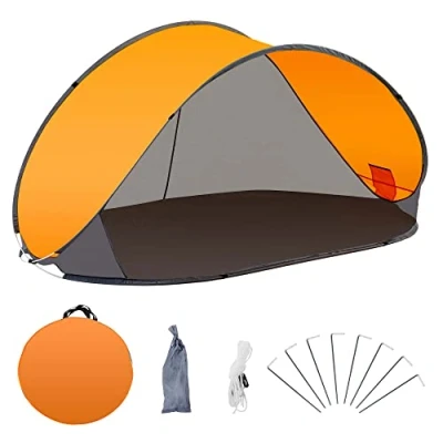 Abbildung von Duhome Strandmuschel Pop Up Strandzelt UV Schutz Wurfzelt Wetter und Sichtschutz Campingzelt für Familien Strand Camping, Orange