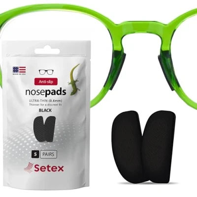 Abbildung von Setex Gecko Grip Ultra Thin 0.6mm Anti Slip Eyeglass Nose Pads, (5 Black Pair) USA Made, 2500 Innovative Microstructured Fibers per Pad, x 7mm 16mm