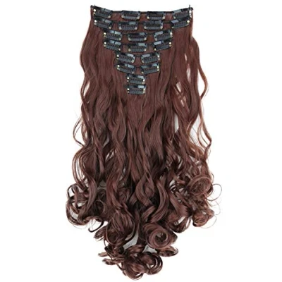 Abbildung von CAISHA XXL 35cm 8 Teile Set CLIP IN EXTENSIONS Haarverlängerung Haarteil Voluminös Gewellt Kastanienbraun CES109 1