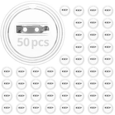 Abbildung von QWORK® 50 teiliges Buttons Selber Machen, 38mm Transparente Button Pins Abzeichen für DIY &amp; Handwerk