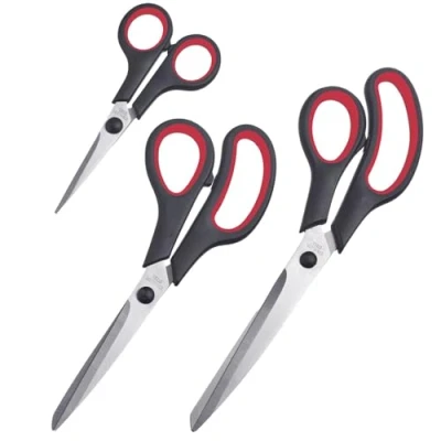 Abbildung von Westmark 3 teiliges Scheren Set, je 1x Bastel u. Nähschere (14 cm), Universal Haushaltsschere (21 cm) Papier und Bastelschere (25 Rostfreier Edelstahl/Kunststoff Schwarz/Rot/Silber, 137622E6