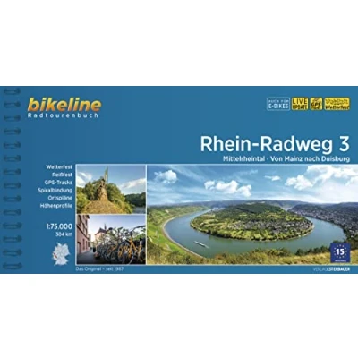 Abbildung von Rhein Radweg / Teil 3: Mittelrheintal · Von Mainz nach Duisburg, 304 km, 1:75.000, wetterfest/reißfest, GPS Tracks Download, LiveUpdate (Bikeline Radtourenbücher)