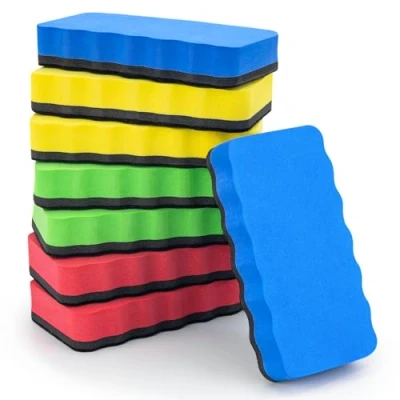 Abbildung von JEFURE Whiteboard Schwamm 8 Stück 4 Farben, Magnetisch, Radiergummi für Trockenreinigung auf vielen Oberflächen, Radierer Whiteboards, Tafeln und Glas