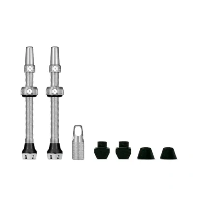 Abbildung von Muc Off Silberne Presta Tubeless Ventile, 44 mm Hochwertige Anti Leck Fahrradventile mit integriertem Werkzeug zum Entfernen des Ventilkerns