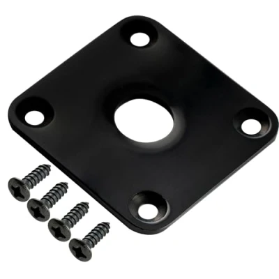 Abbildung von Musiclily Pro Metall Flat Bottom Klinkenbuchsenplatte Square Jack Plate für Epiphone USA Les Paul Style Gitarre, Schwarz