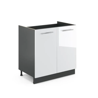 Abbildung von Vicco Spülenunterschrank Fame Line, Weiß Hochglanz/Anthrazit, 80 cm ohne Arbeitsplatte