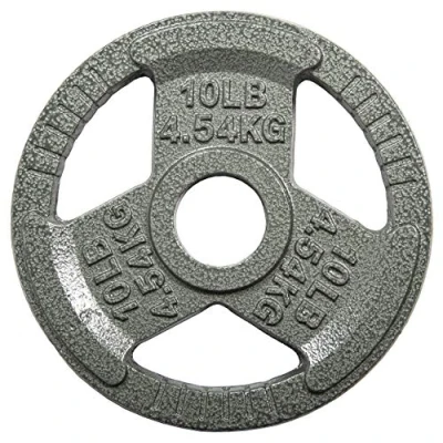 Abbildung von Sporzon! Olympische Hantelscheibe aus Gusseisen, 5,1 cm, Griffplatte für Krafttraining, Gewichtheben und Crossfit, Single, Grau, 11,3 kg