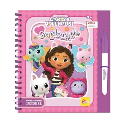 Abbildung von Lisciani Gabby&#039;s Dollhouse GABDORABLE Wassermalbuch Für Kinder ab 3 Jahren 12 Seiten Buch mit Wasserstift Manuelle Aktivität Geschenkidee