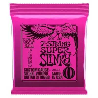 Abbildung von Ernie Ball Super Slinky 7 Saiter Nickel Wound E Gitarrensaiten, Stärke 9 52