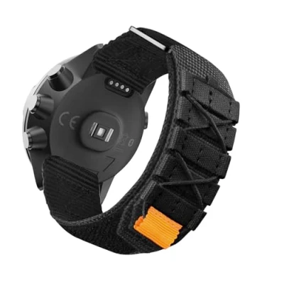 Abbildung von HYSDFFG Armband für Suunto 9/Suunto 7/Suunto 9 Baro Armband, Rugged Nylon Sport Band, Atmungsaktiv Ausgehöhlt, Klettverschluss Kompatibel mit (E)