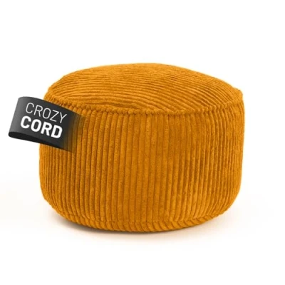 Abbildung von Lumaland Sitzsack Pouf aus Cord Kompakter 50L Gaming mit 3 in 1 Funktion: bequemer Hocker, praktisches Tischchen &amp; stylischer Indoor Fußschemel Ø 25 x 45 cm [Senfgelb]