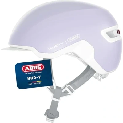 Abbildung von ABUS Urban Helm HUD Y mit magnetischem, aufladbarem LED Rücklicht &amp; Klickverschluss Cooler Fahrradhelm für den Alltag Damen und Herren Pure Lavender, Größe S