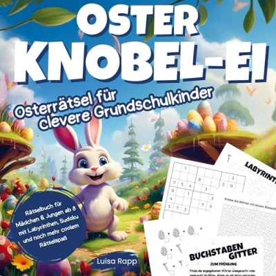 Abbildung von Oster Knobel Ei Osterrätsel für clevere Grundschulkinder: Rätselbuch Mädchen und Jungen ab 8 mit Labyrinthen, Sudoku noch mehr coolem Rätselspaß Das perfekte Ostergeschenk Kinder