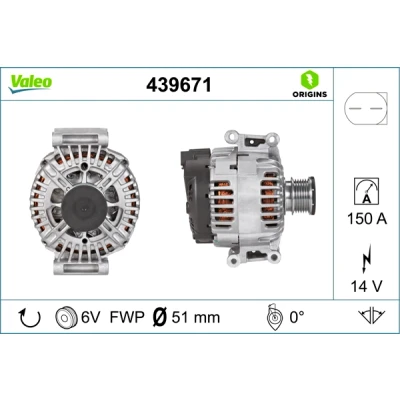 Abbildung von VALEO 439671 Lichtmaschine 14V 150A MERCEDES BENZ: C Klasse T modell, Limousine, E Limousine