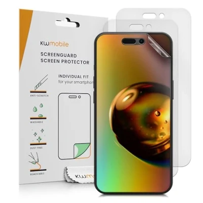 Abbildung von kwmobile 3X Folie matt kompatibel mit Apple iPhone 16 Pro Max Displayschutzfolie Schutzfolie Displayschutz Displayfolie entspiegelt