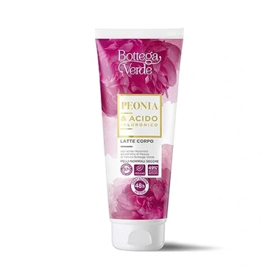 Abbildung von Pfingstrose Hyaluronsäure Körpermilch Intensive Hydratation mit und Pfingstroseextrakt von Tenuta Bottega Verde (200 ml) normale trockene Haut 48H Feuchtigkeit