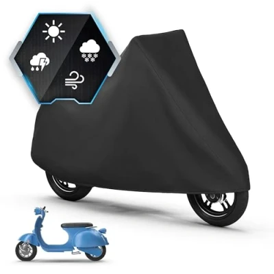Abbildung von WALSER Motorrad Abdeckplane All Weather Basic S, 100% wasserdichte Outdoor Plane, Vespa Ganz Jahres Schutz, Motorrad, Zubehör Plane schwarz 185x90x110 cm