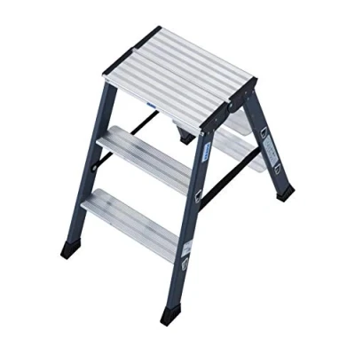 Abbildung von KRAUSE Doppelleiter SePro D, Alu eloxiert, 2x3 Stufen, Arbeitshöe ca. 220 cm