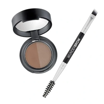 Abbildung von WUNDERBROW Soft Brow Define &amp; Fill Powder Duo (Brünette) Natürliches Augenbrauen Make up mit doppelseitigem Pinsel, vegan tierversuchsfrei