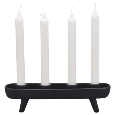 Abbildung von matches21 HOME &amp; HOBBY Kerzenhalter Kerzenständer für 4 Stabkerzen schwarz Adventskranz 27,5 cm (1 St)