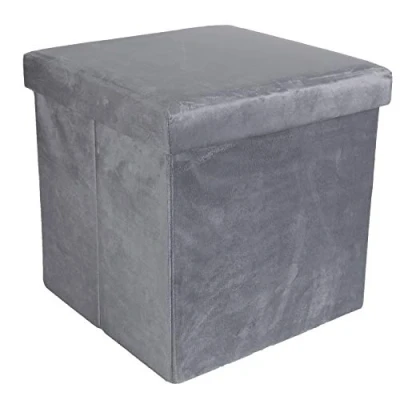 Abbildung von Aufbewahrungsbox Sitzbox Sitzwürfel Sitztruhe Stoff Samt Optik Sitzhocker faltbar Hocker mit Stauraum 40x40x40cm Grau