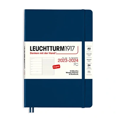 Abbildung von LEUCHTTURM1917 367860 Weekly Planner &amp; Notebook Softcover Medium (A5) 2024, 18 months, Navy, English