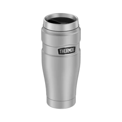 Abbildung von Thermos Isolierter Trinkbecher Edelstahl silbern Trinkverschluss 0,47L